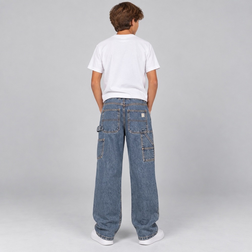 Vintage 90s Old Navy Brand Painter's Jeans Boys 14 Blue Wide Leg Carpenter Denim